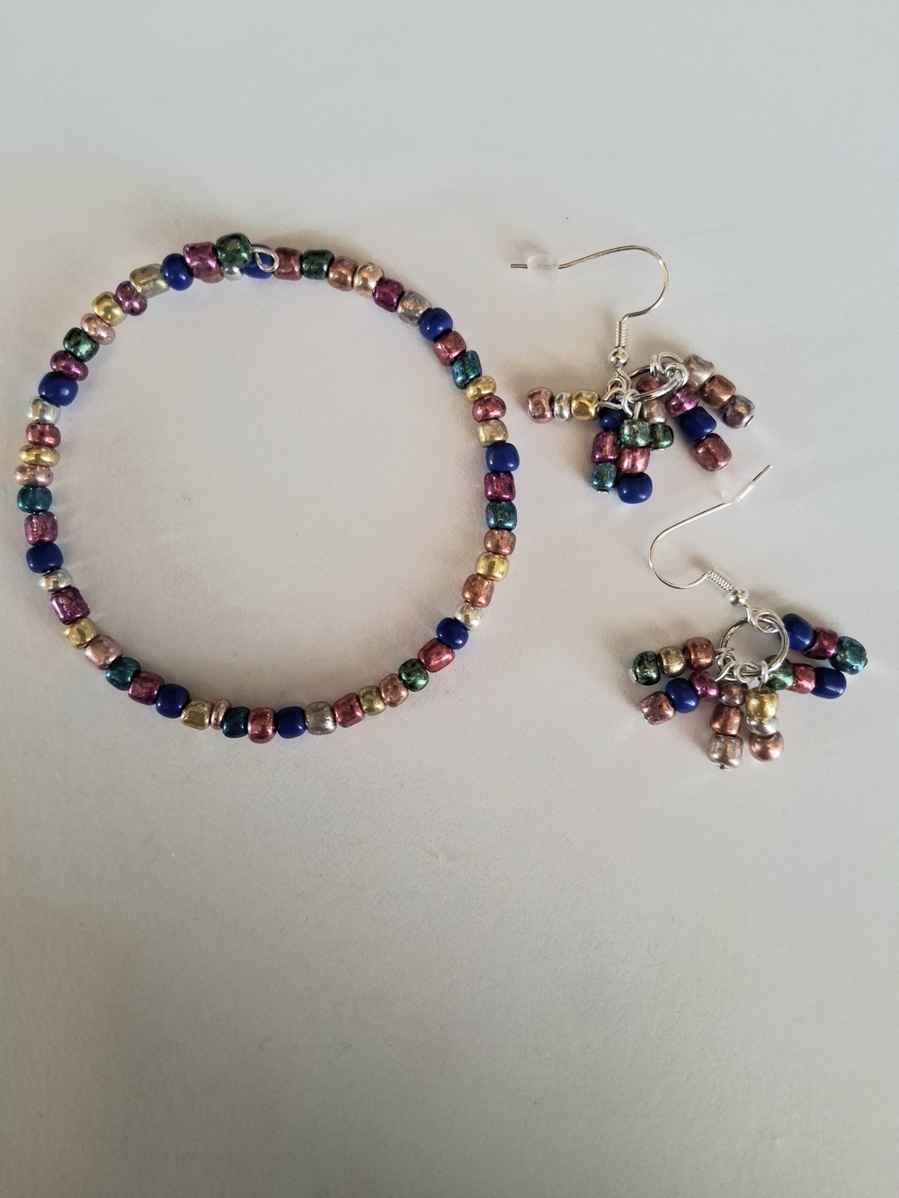 Fun Handmade Multicolor Beaded Bracelet With Matching Earrings - Women Jewelry